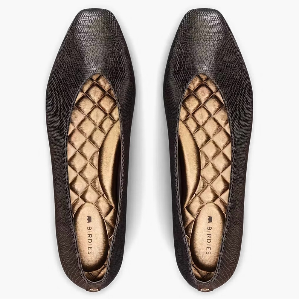 Birdies The Crane espresso embossed leather